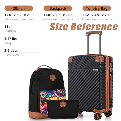 Image of Cosbarn Carry On Luggage 22x14x9 Airline Approved,3 Piece Luggage Set