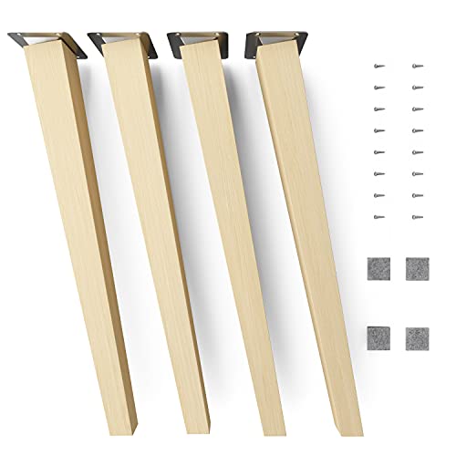 Sossai Patas de Mueble de Madera de Haya Natural Clif Square HMF4 Altura 45 cm cuadradas diseño Inclinado para sillas mesas armarios