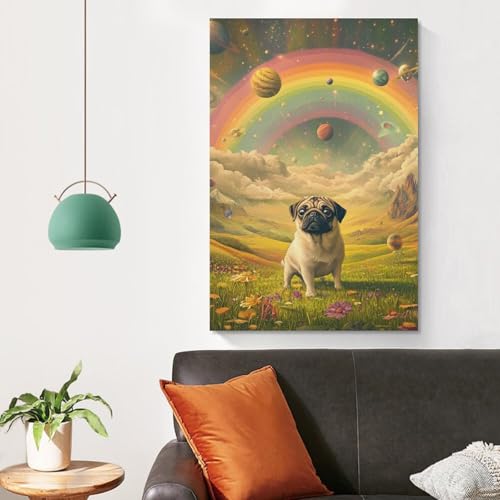 Cuadro en lienzo de bulldog francés 50x75cm para decoración moderna de salón 4