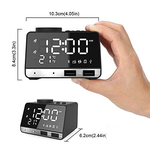 Reloj de la mesilla de alarma de radio Alarma K11 Bluetooth Reloj altavoz creativo de música digital de pantalla del reloj de radio con interfaz dual USB, tarjeta del disco de U / TF / FM / AUX, enchu