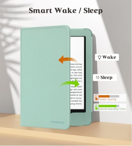 Image of MoKo Case for 6 inch All-New Kindle(11th Generation 2024 /2022 Release), Lightweight PU Leather Cover Stand Shell with Hand Strap Auto Wake /Sleep for Kindle 2024 11th Gen e-Reader, Agave Green