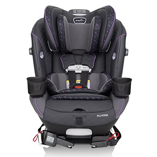Image of Evenflo All4One 4-In-1 Convertible Car Seat with SensorSafe Featuring EasyClick Latch System for Quick, Secure Installation, 12-Position Headrest, and Machine-Washable Padding (Ophelia Purple)