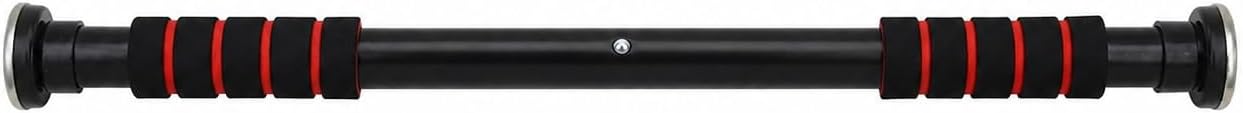 Adjustable Door Pull Up Bar – Heavy Duty Steel Chin Up Bar for Home Gym Strength Training, Multi-Grip Doorway Exercise Bar, Black/Red