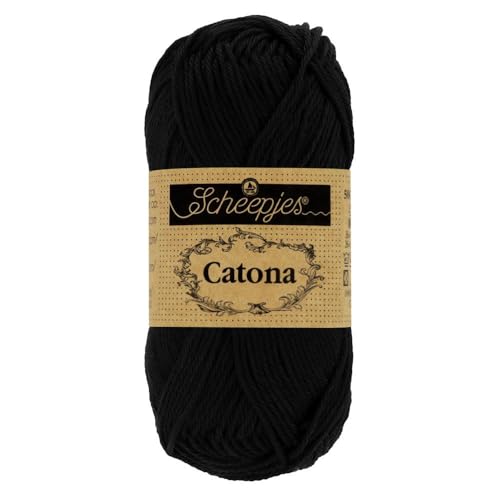 Scheepjes Catona Mercerized Cotton Crochet Thread 100 g - 110 Jet Black - 1 Ball