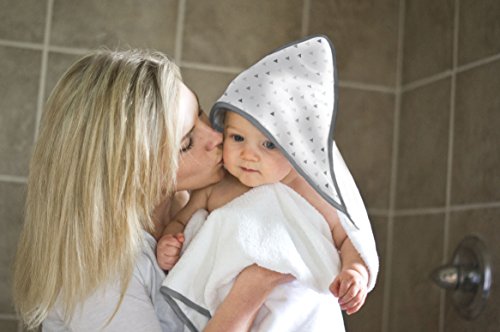 Image of SwaddleDesigns Cotton Terry Baby Hooded Towel, Tiny Triangle Shimmer, Sterling