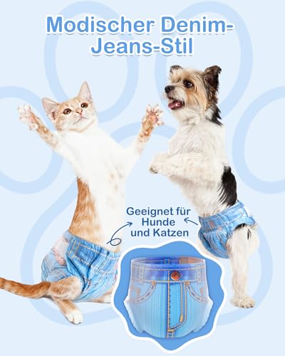 Pet Soft Hundewindeln für Hündinnen, 24 Stück, Katzenwindeln, Welpenwindeln, super saugfähig, Denim-Jeans-Stil