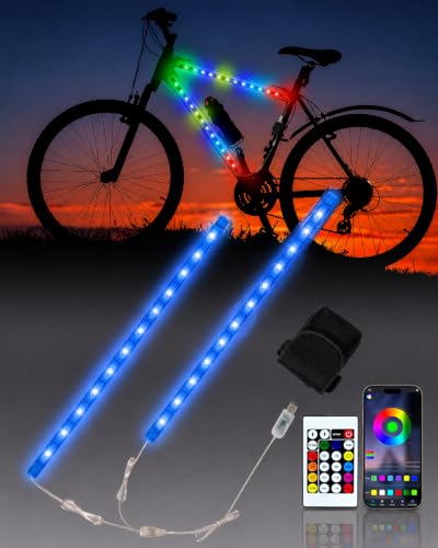 Luces LED para bicicleta JUSJUBR multicolor con control remoto y app para rutas nocturnas