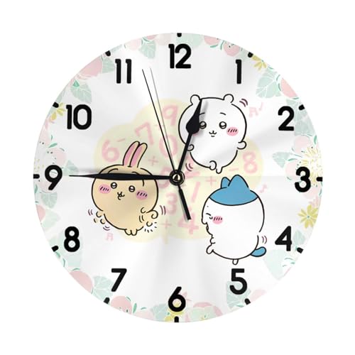 掛け時計 ちいいかわいい ハチーワレ 可愛い 置き時計 音無し 壁掛け時計 円形25cm 連続秒針 大数字 見やすい インテリア