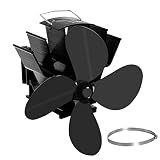 Ventilateur de poêle à bois à 4 pales alimenté thermiquement par un brûleur, fixe sur tuyau, Ventilateur Silencieux pour Poêle à Cheminée, pour 55-350 °C écologique pour cheminées au bois