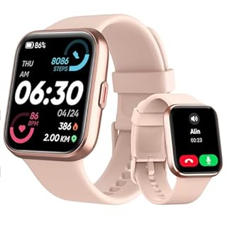 Montre Connectée Femme, 1,85" Homme Smartwatch pour Samsung iPhone Android, Alexa intégrée 3ATM 100+ Modes Sportifs Moniteur de SpO2/Sommeil/Fréquence Cardiaque/Podometre/Calories Rose