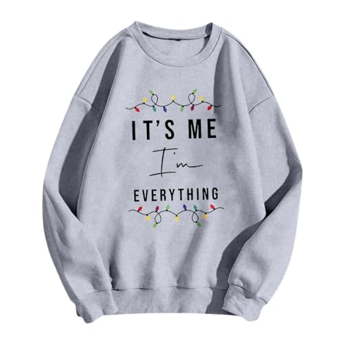 Image of Jumpers Women Sweatshirts Printed Couple Crew Neck Hoodless Sweatshirt For And (Grey, XXL)