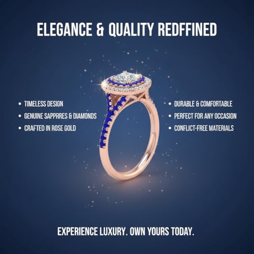 Image of Choose Your Gemstone Delicate Double Halo Diamond CZ Ring Rose Gold Plated Princess Shape Halo Engagement Rings Matching Jewelry Wedding Jewelry Easy to Wear Gifts US Size 4 to 12