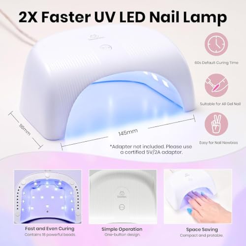 Image of Beetles Gel Nail Polish Kit with U V Light, 55 Colors Gel Polish 81 Pcs Nail Stuff Kit for All Seasons with Base and Matte&Glossy Top Coat Color Enchantment Plus Soak Off Gifts for Women