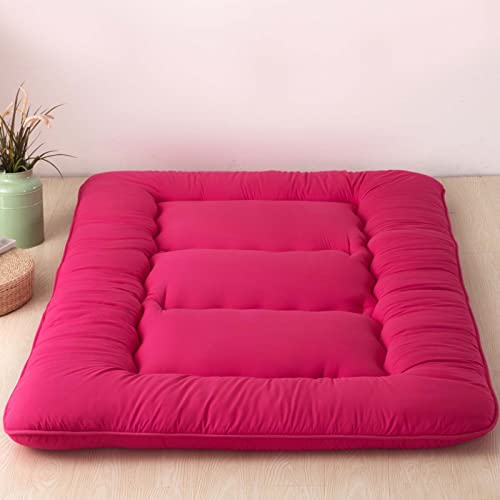Colchón de futón japonés para cama doble individual, plegable, enrollable, para cama, sofá, tumbona, color rojo sandía, 135 x 200 cm