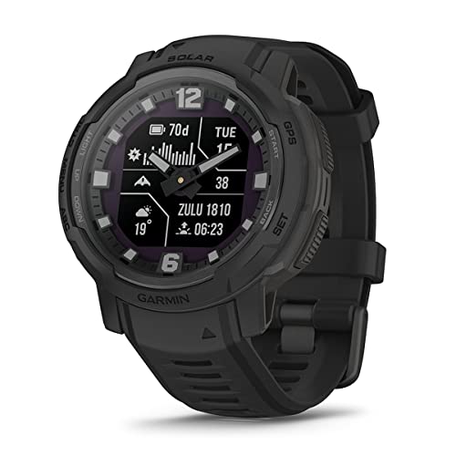 Image of PlayBetter Garmin Instinct Crossover Hybrid Rugged Smartwatch Bundle Portable Charger & Screen Protectors (Solar Tactical, Black)