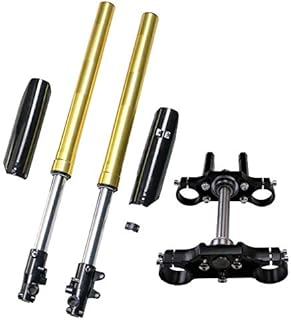 Fuerduo 45mm/48mm Front Shocks Hydraulic Forks with Triple Tree Handlebar Riser Clamp For Dirt Pit Bike (Black)