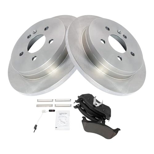 Image of TRQ Rear Brake Pad and Rotor Set Ceramic Rotors | For 1998-2003 Mercedes-Benz ML320 2003-2005 ML350 1999 ML430