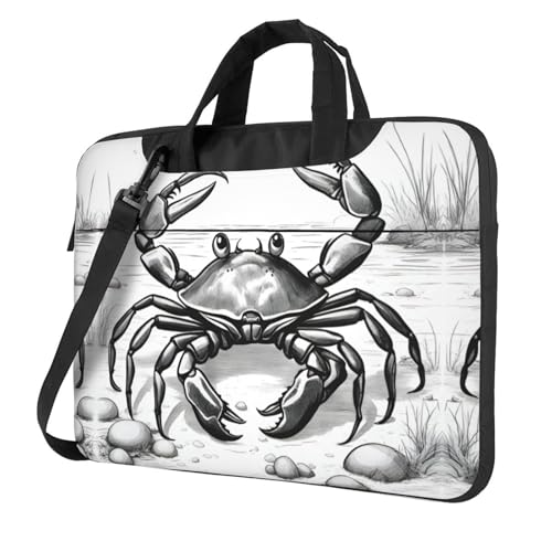 Sac ordinateur portable 13 pouces avec poignée anti-rayures motif crabe amusant