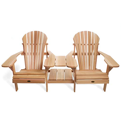 All Things Cedar TT36 Adirondack Side by Side Tete-A-Tete Seating Outdoor & Indoor Set | Untreated Western Red Cedar Wood | Handcrafted Sanded Finish | Lower Magazine Rack | Snug-Fitting Parts