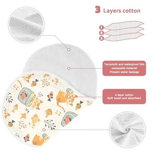 vvfelixl Muslin Burp Cloths Cat Watch Fish Tank Baby Washcloths for Baby Girl Boys 2 Pack3