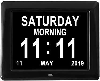 [Remote Control] 12 Alarms Day Calendar Clock Extra Large Day and Date Time Dementia Impaired Vision Clocks Perfect for Seniors Elderly