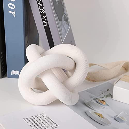 LATRAT Wooden Chain Link Wooden Knot Decorative Wood 6 Inch Dia Wooden Chain Connection Decoration, Carved, White - Image 4