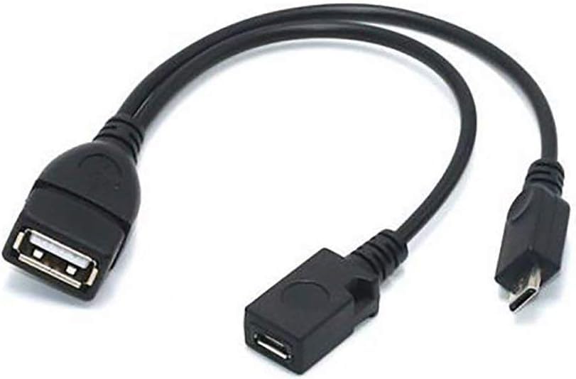 SquarezhenBo 1Pc Black 1 Into 2 OTG Micro USB Host Power Y Splitter USB Adapter for Mirco 5 Pin Male Female Durable Micro USB OTG Cable, Cavi USB, Cables and Accessories