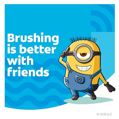 Colgate Kids Toothbrush, Minions, Extra Soft Bristles, Built-In Suction Cup Holder, 4 Pack