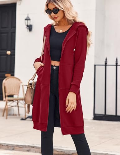 Zeagoo Women's Zip Up Hoodies Oversized Fleece Long Tunic Sweatshirts Casual Long Sleeve 2024 Fall Hoodie Jacket Coat