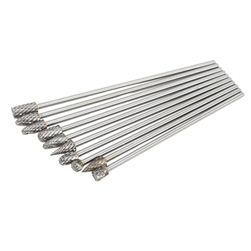 Set de 10 piezas de fresas rotatorias de carburo doble corte miniatura 5