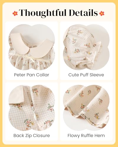 Image of Kucnuzki Baby Girl Clothes Cute Spring Summer Sun Dresses Toddler Casual Puff Sleeve Floral Dress Girls Summer Outfits