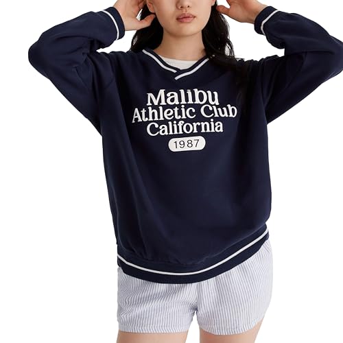 AEROPOSTALE Women's Malibu Athletic Oversized V-Neck Sweatshirt3