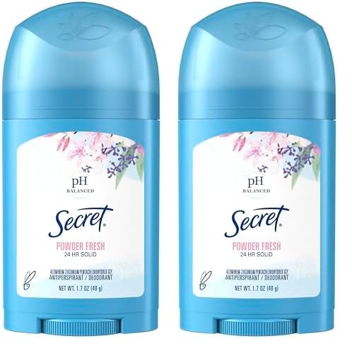 secret solid antiperspirant and deodorant shower, powder fresh, 1.7 ounce (pack of 2)