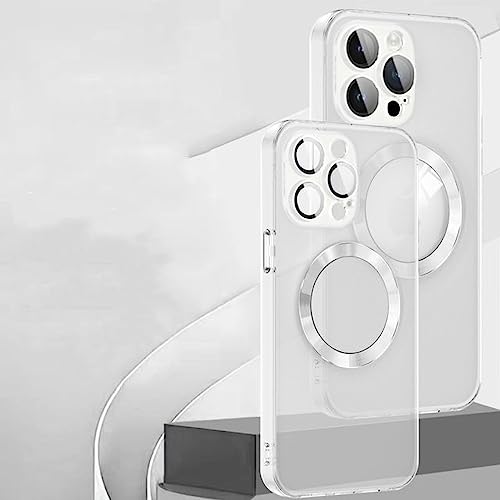 Carcasa magnética de carga inalámbrica mate y cristal templado para lente de iPhone 14