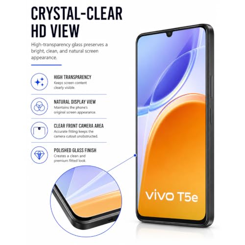 Image of FIRST MART Tempered Glass for Vivo T5e, 9H Full-Glue Screen Protector, 3D Edge-to-Edge, HD Clear, Oleophobic, Case-Friendly, Black, Pack of 1