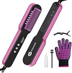 slopehill Steam Hair Straightener Brush – Ionic Steam Straightening Brush for Smooth, Dual Voltage, Fast Heating, 4 Temperature, Scald-Proof Design