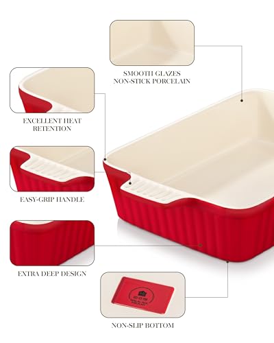 Grand plat de cuisson rectangulaire rouge 4200ml pour casseroles - 6