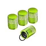 Ziciner 4 PCS Tire Valve Stem Cap Cover, Dustproof Valve Cover with Rubber Ring, Corrosion Resistant Leak-Proof Aluminum Alloy Wheel Valve Covers for Car, Truck, Motorcycle, Bike (Pure Green)