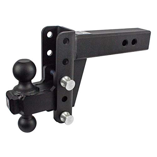 Image of BulletProof Hitches - 2.5 inch Adjustable Heavy Duty Trailer Hitch (22,000 lb. Rating) - 4 inch Drop /Rise Trailer Hitch with 2 inch & 2-5 /16 inch Dual Ball - Powder Coat, Solid Steel, Corrosion-Resistant