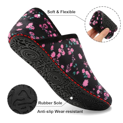 Image of Fires Womens Mens Slippers with Rubber Sole Soft-Lightweight House Slipper Socks Around House Shoes Non Slip Indoor /Outdoor