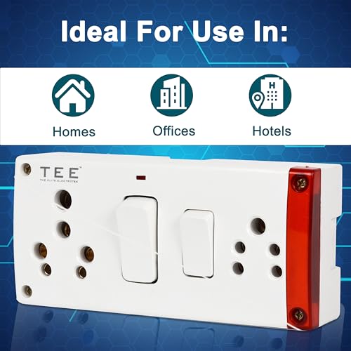 Image of Combined Box 16 and 6 Amp With Universal Socket, Master Switch, LED Indicator | 240V Power Utility Box for Home, Office & Appliances | Without Wire, 6 Month Warranty, Pack of- 1