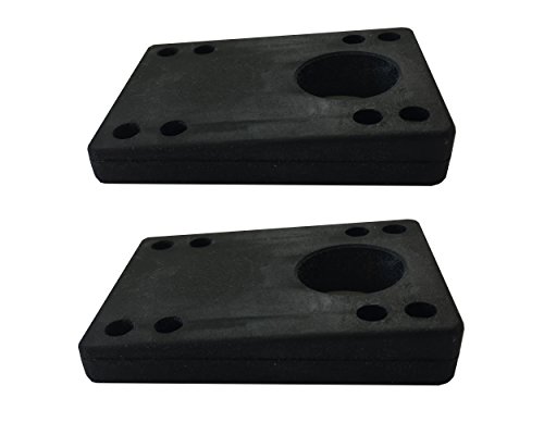 Image of VJ Longboard Skateboard Riser Pads, Rubber, Set of 2, Size 3mm (1 /8 inch) 6mm (1 /4 inch) 12mm (1 /2 inch) 14mm Angel Wedge Riser Pads, Black