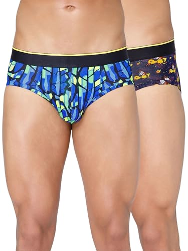 Image of Bummer Men's Printed Micro Modal Briefs Underwear | Ultra Soft & Breathable | Combo Pack of 2