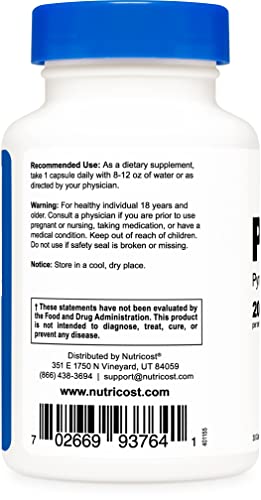 Nutricost Pqq (Pyrroloquinoline Quinone) 20Mg, 30 Capsules - Vegetarian Capsules, Non-Gmo, Gluten Free #TOP2