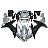 Aoicils Silver Black ABS Plastic Full Fairings Kit Fit for Yamaha YZF-R1 2002 2003 YZF1000 R1 02 03 Injection Bodywork Body Frame