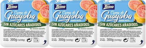 Tirma Crema de Guayaba 300g | Sin Azúcares Añadidos | Dulce de Guayaba de Canarias | Mermelada de Guayaba | Pasta de Guayaba para Postres | Membrillo de Guayaba | Barquetas 3 x 100g