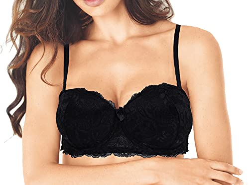 Rebeca Shop Frames R482 Soutien-gorge rembourré en dentelle avec épaule amovible - Noir Cover