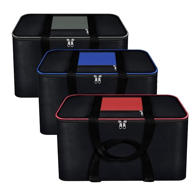 (3 Pack-Red, Blue, Grey) Moisture Proof Nylon Large Size Underbed Storage Bag For Clothes (54 x 46 x 28 cm) Premium 69L Underbed Heavy-Duty Clothes Organizer with Reinforced Handles & Metal Zippers.-image-30