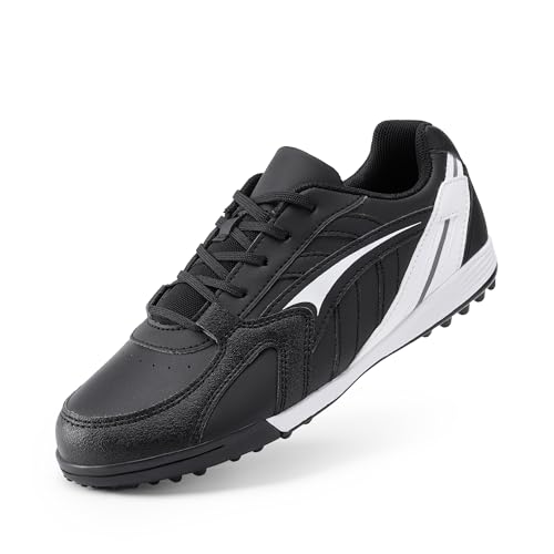 DREAM PAIRS Boys Girls Soccer Cleats Kids Youth Baseball Softball Cleats Outdoor Sneaker for Little/Big Kid/Toddler,Size 2 Little Kid,Black/White,KKUMSO2504