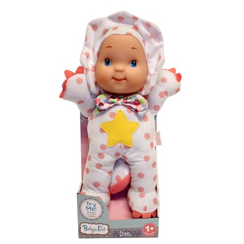 Baby's First: Dino Friends Baby Doll - Polka Dot Dinosaur Outfit, Press Doll's Tummy To Kiddy Hear Roar & Giggle Sounds, Soft & Cuddly Toy,...